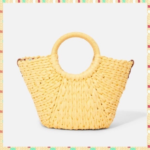 NWT-JUSTFAB-YELLOW BEACH DAY TOTE - Picture 1 of 8